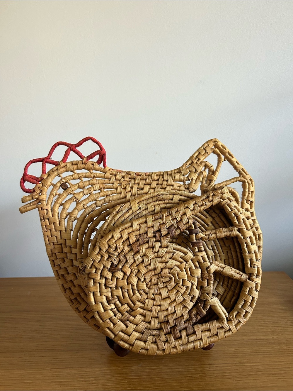 Vintage Handwoven Rooster Hot Pad Trivet Set